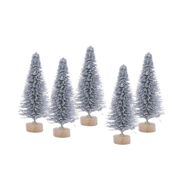 Decorative Trees 6.5 cm 5 pcs silver
