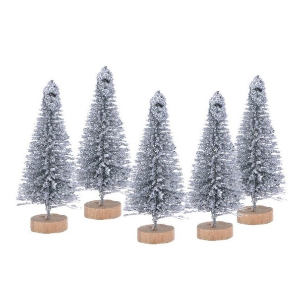 Decorative Trees 8.5 cm 5 pcs silver