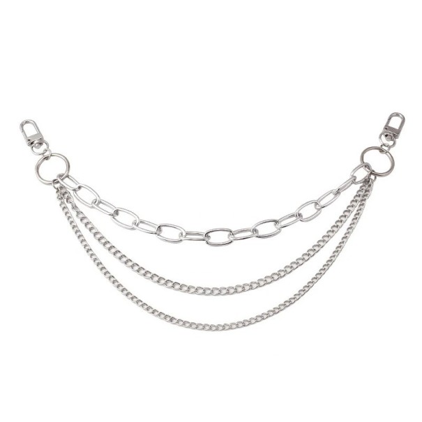 Decorative Triple Chain for Handbag with Large Links 30 / 35 / 40 cm Metal Alloy Silver Decorative Strap for Handbag Replacement Handle 1