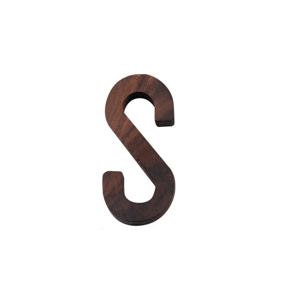 Decorative Wooden Letter S 7.8 cm Natural Brown Curved Letter for Door, Furniture and Interior Signage 1