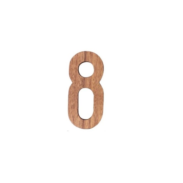Decorative Wooden Number 8 7.8 cm Natural Wood Brown Digit for Doors, Furniture or Interior Marking 1