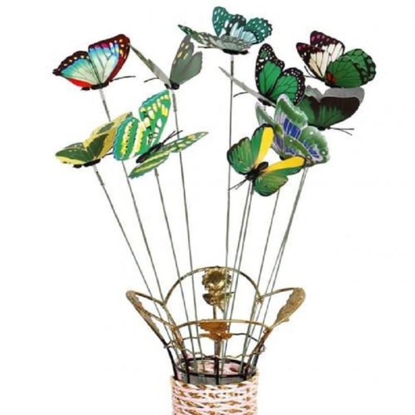 Decorazione da infilare farfalla 10 pz H897 verde scuro