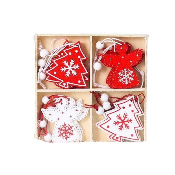 Decorazione in legno con motivo natalizio 12 pz 3