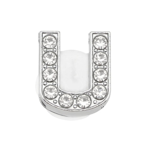 Decorazione in pietre per crocs lettera U 2,5–3 cm decorazione in PVC argento per personalizzazione delle scarpe e per evidenziare i dettagli 1