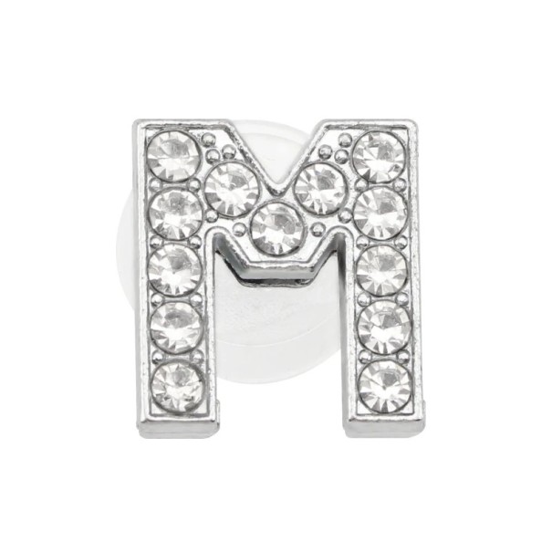Decorazione in pietre per crocsy lettera M 2,5–3 cm decorazione in PVC argento per personalizzazione delle scarpe e creazione di iniziali 1