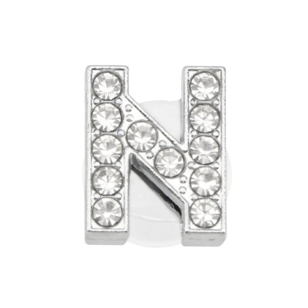 Decorazione in pietre per crocsy lettera N 2,5–3 cm decorazione in PVC argento per personalizzare le scarpe e creare iniziali 1