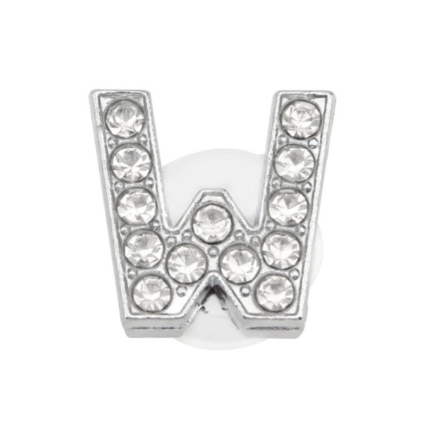 Decorazione in pietre per crocsy lettera W 2,5–3 cm decorazione in PVC argento per personalizzazione delle scarpe e per completare l'aspetto 1