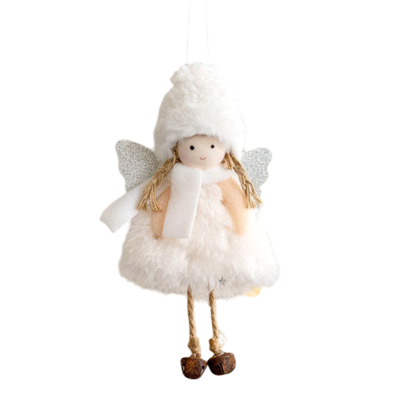 Decorazione natalizia angelo appeso 17 x 9 cm bianco