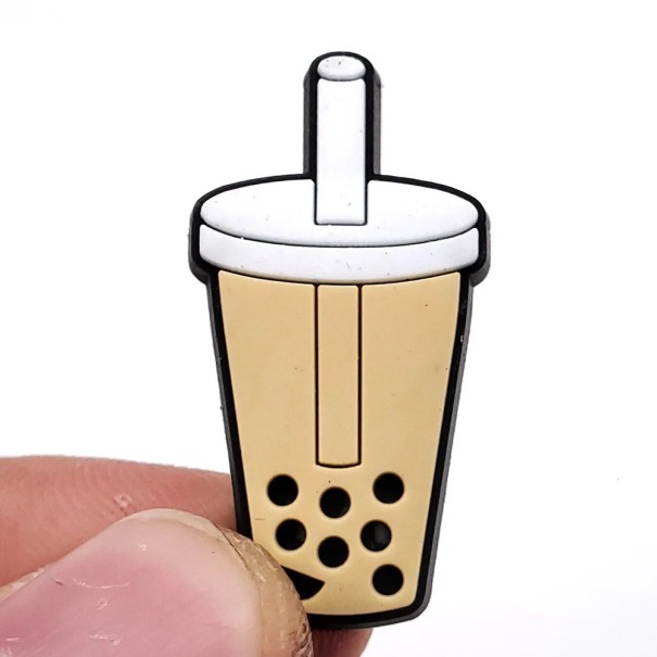 Decorazione per crocsy motivi bubble tea PVC beige e nera ornamento per scarpe crocs accessorio per personalizzazione dei fori delle calzature 1