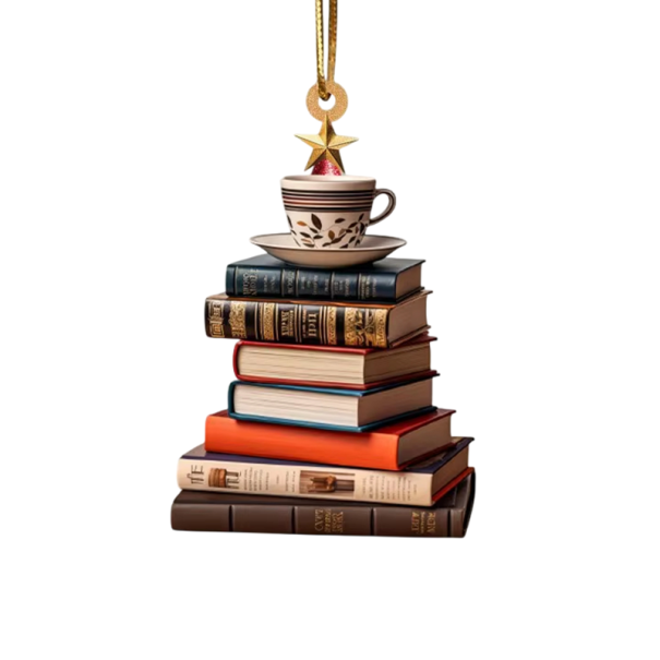 Decorazione sospesa in vetro colorato con motivo di libri Decorazione da finestra per albero Ciondolo per lettori amanti della lettura 1