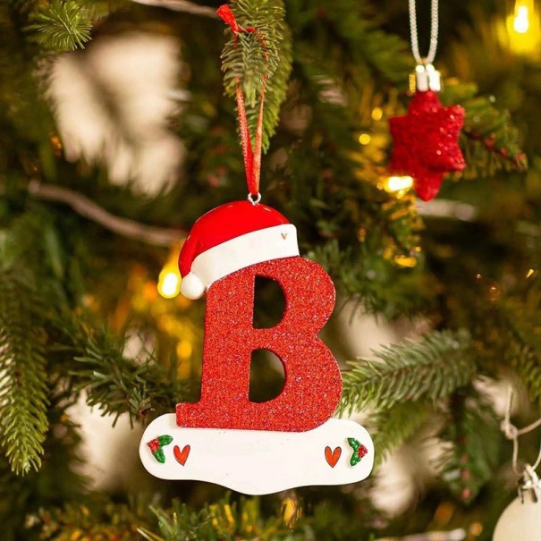 Decorazioni per albero di Natale con lettere Lettere acriliche per albero di Natale Decorazioni natalizie Lettere appese per albero Lettere rosse da appendere 10 cm B