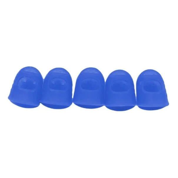 Dedal de silicona para dedo Tapas protectoras transpirables para tocar la guitarra o trabajar con una aguja Manga elástica Colores neutros 1 ud azul