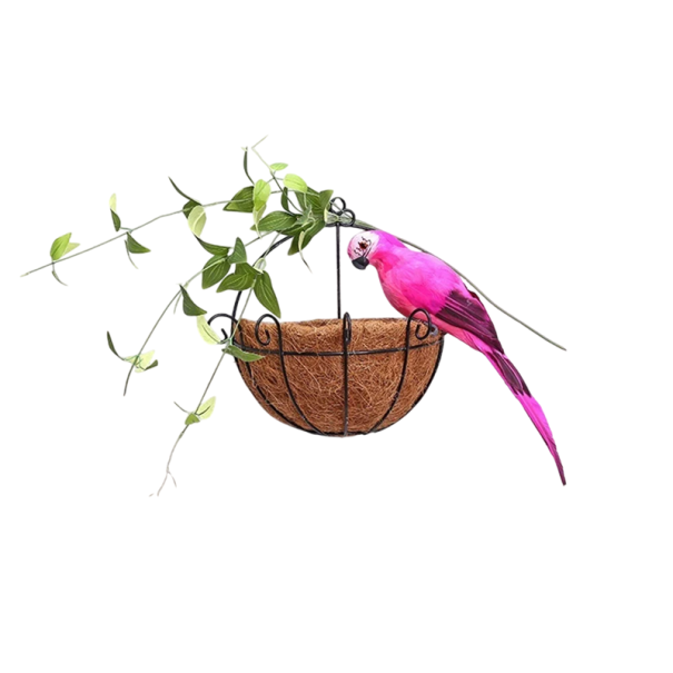 Deko Papagei 35 cm Handgefertigte künstliche Vogeldekoration aus Federn und Schaumstoff Realistisches Ornament für Innen und Außen rosa