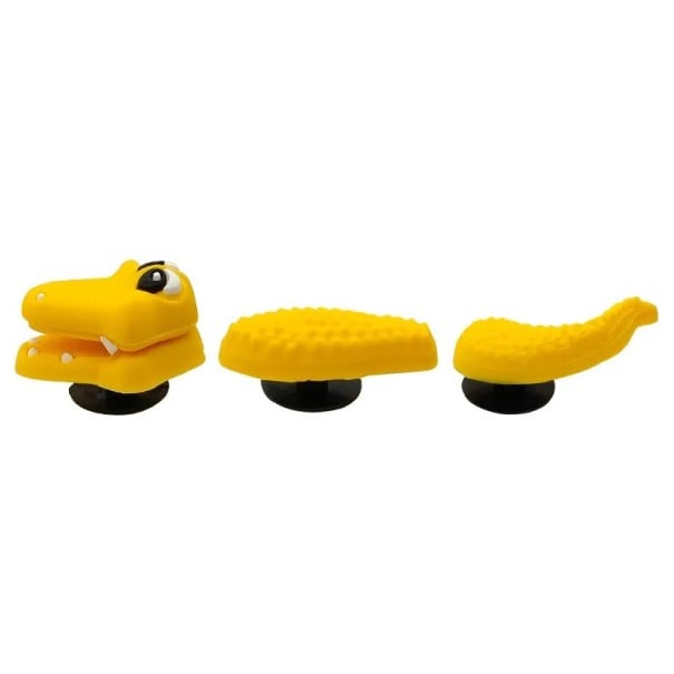 Dekorace na crocsy 3D krokodýl 3 díly PVC efekt prolézání botou originální ozdoba do crocs obuvi stylový doplněk žlutá