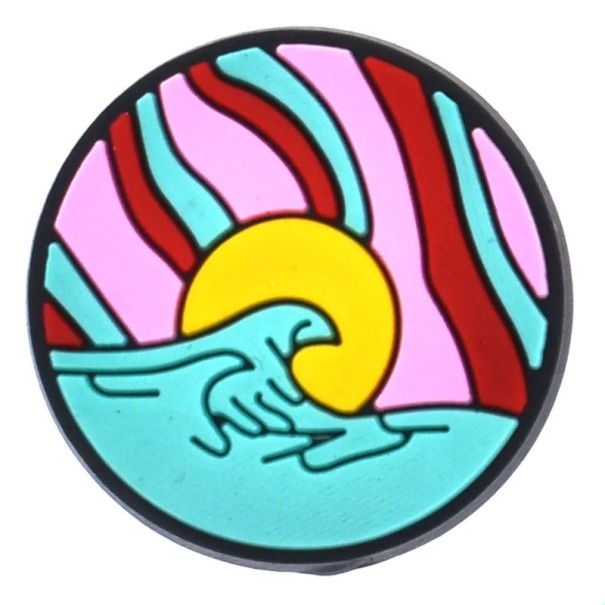 Dekorace na crocsy abstraktní krajina západ slunce vlna PVC vícebarevná ozdoba do nazouvací obuvi doplněk do otvorů bot 1