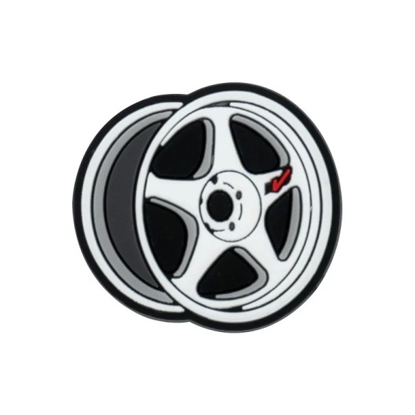 Dekorace na crocsy disk kola pneumatika 3–4 cm PVC ozdoba do crocs obuvi doplněk na nazouváky s otvory 1