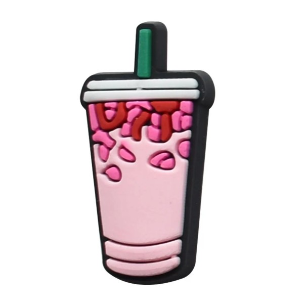 Dekorace na crocsy kelímek s růžovou limonádou 2–3 cm PVC růžová ozdoba do nazouváků doplněk do děrovaných bot stylová dekorace 1