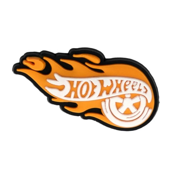 Dekorace na crocsy ohnivé kolo 3–4 cm PVC oranžová ozdoba na boty crocsy doplněk pro personalizaci nazouváků s otvory 1