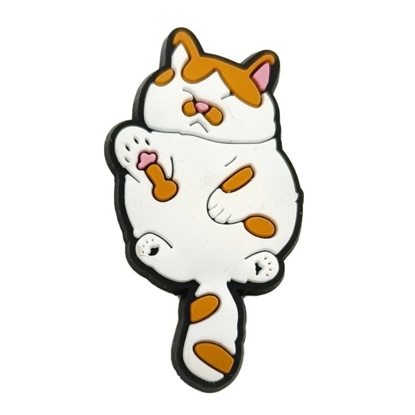 Dekorace na crocsy oranžovo-bílá spící kočka 2–3 cm PVC ozdoba na obuv do crocsů a nazouváků s kočičím motivem 1