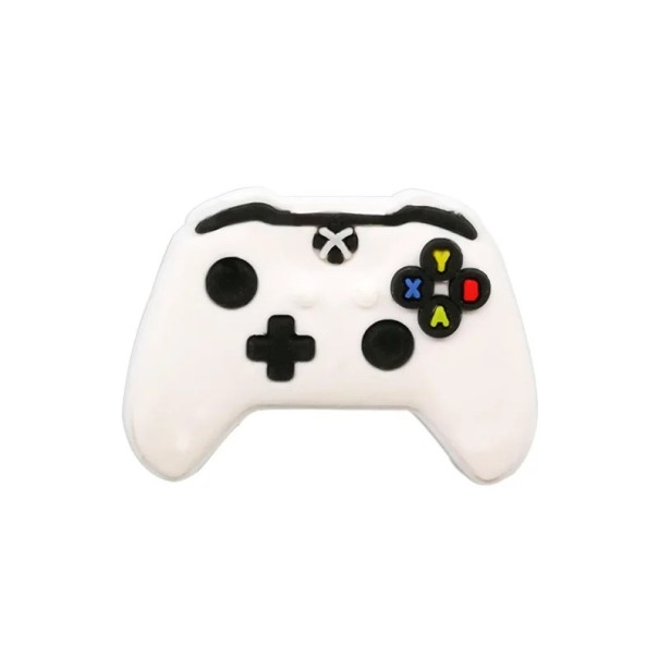Dekorace na crocsy ovladač ke konzoli 3–4 cm PVC ozdoba na boty herní motiv pro personalizaci obuvi se snadným uchycením bílá
