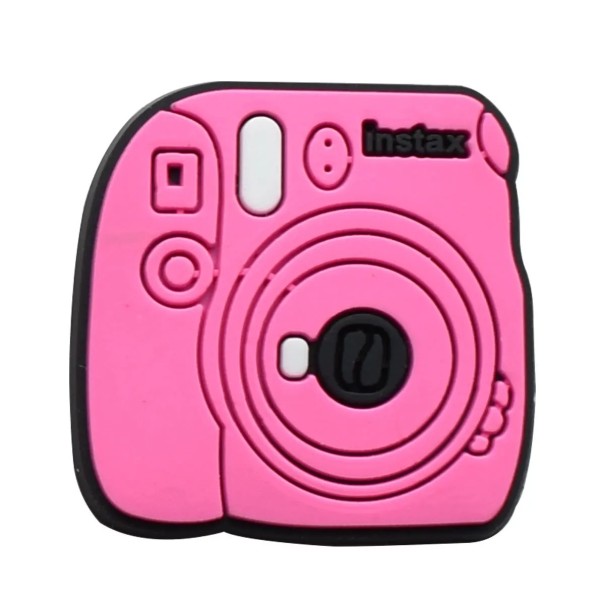 Dekorace na crocsy růžový fotoaparát 2–3 cm PVC ozdoba do bot crocs stylový doplněk pro personalizaci obuvi s motivem foťáku 1