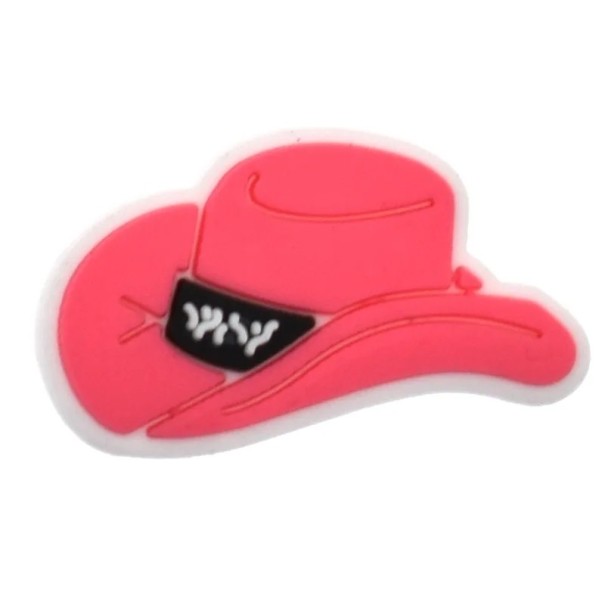 Dekorace na crocsy růžový kovbojský klobouk 2–3 cm PVC ozdoba do bot crocs doplněk pro personalizaci obuvi s jednoduchým uchycením 1