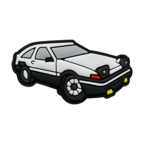 Dekorace na crocsy šedé sportovní auto 3–4 cm PVC ozdoba do crocs obuvi doplněk na nazouváky s otvory 1