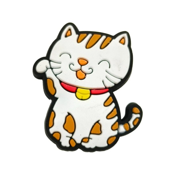 Dekorace na crocsy spokojená oranžovo bílá kočka 2–3 cm PVC barevná ozdoba na obuv doplněk do crocsů a nazouváků 1