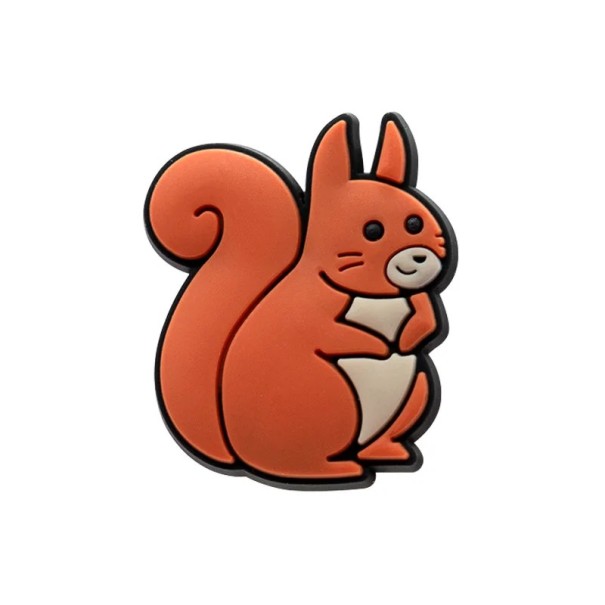 Dekorace na crocsy veverka 2–3 cm PVC oranžovo béžová ozdoba do bot a nazouváků pro snadné umístění s lesním motivem 1