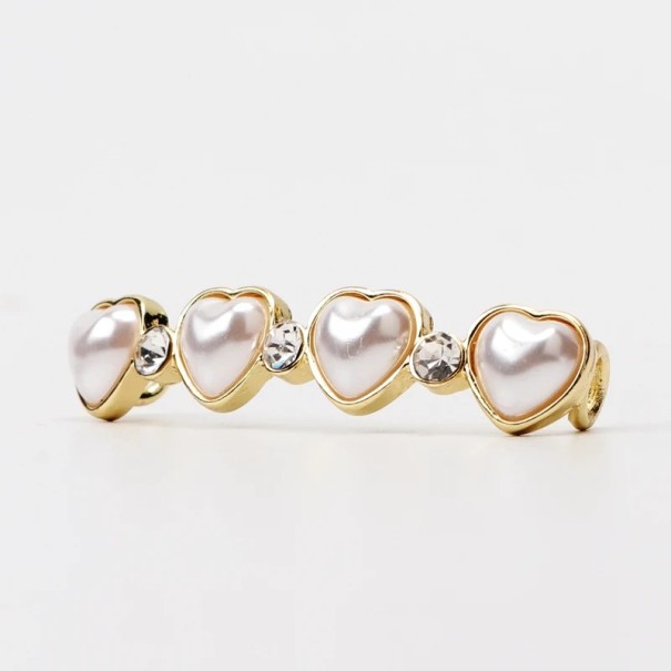 Dekorace na tkaničky bot perlová srdíčka kov zlaté barvy s kamínky ozdoba na tkaničky doplněk na šněrovací obuv 1