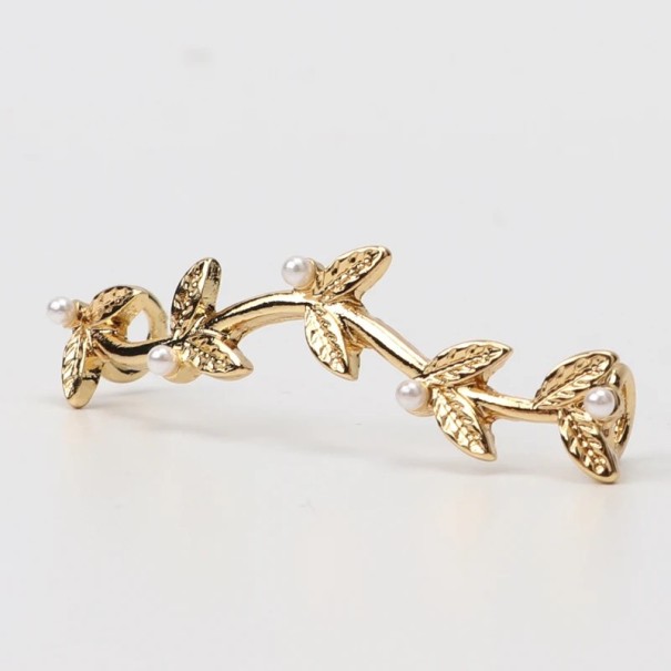 Dekorace na tkaničky bot větvička s lístky a perličkami kov zlaté barvy ozdoba na tkaničky doplněk pro šněrovací obuv 1