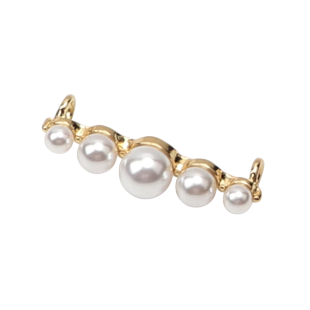 Dekorace na tkaničky bot zlatá s velkými perličkami 4 cm kov ozdoba na tkaničky s imitací perel doplněk pro šněrovací obuv 1