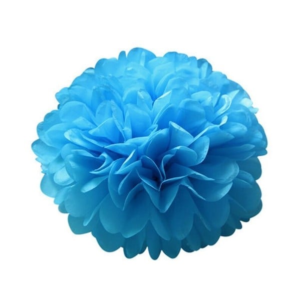 Dekorace pom poms 5 ks modrá 10 cm