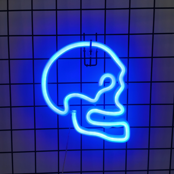 Dekoracja ścienna LED neon 22 x 18 cm Czaszka w świetlistym wzorze Baterie USB lub 3x AA Świecąca dekoracja Wnętrze na Halloween niebieski