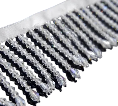 Dekoračná stuha 45 cm Korálkové třásne polyester nylon Ozdobná lemovacia stuha na šaty závesy kostýmy dekorácie ručné tvorenie biela