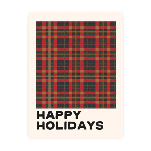 Dekorační plakát na zeď červeno-zelené kárování 21 × 30 cm tisk na plátno vánoční vzor interiérová dekorace bez rámu 1