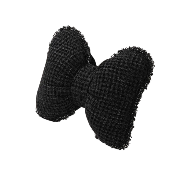 Dekorační polštářek ve tvaru mašle textilní černý designový doplněk do obývacího pokoje ložnice na sedačku i postel 1