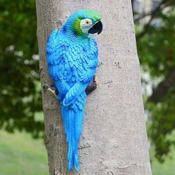 Dekoracyjna rzeźba papugi niebieski 1