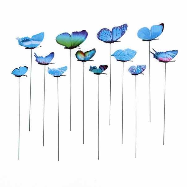 Dekoracyjny motylek rowkowany 12 szt niebieski