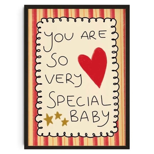 Dekoratiivinen seinäjuliste tekstillä you are so very special baby 30 × 42 cm painatus kankaalle värikäs teema lastenhuoneeseen ilman kehystä 1