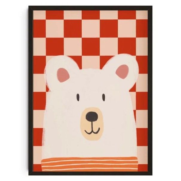 Dekoratiivinen seinäjuliste valkoisesta jääkarhusta 40 × 50 cm canvas-tulostus värikuvio lastenhuoneeseen ilman kehystä 1