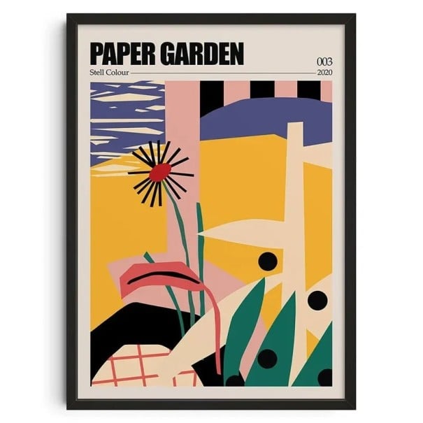Dekoratiivinen seinätaulu abstrakti maisema tekstillä Paper Garden 30 x 40 cm kangaspainatus värikäs teema kotiin ilman kehystä 1