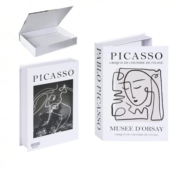 Dekoratiivinen valekirja PABLO PICASSO minimalistisella muotokuvalla ja suunnittelulla 1