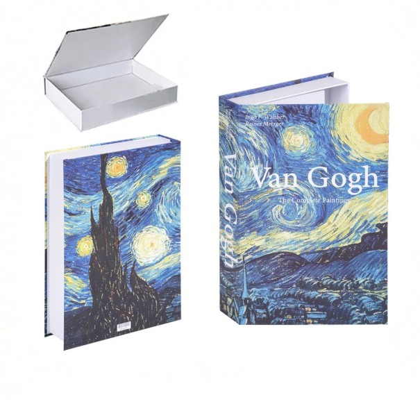 Dekoratiivinen valekirja säilytystilalla, avattava, Van Gogh -tyylinen koriste säilytystilalla taiteellisiin sisustuksiin 1