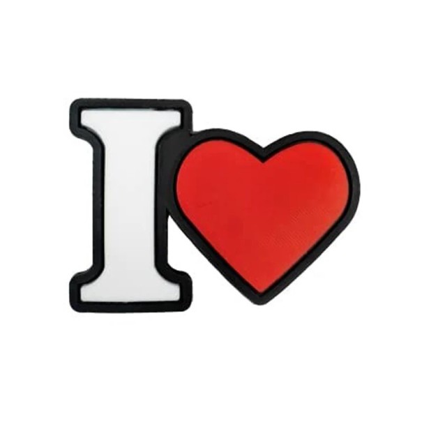 Dekoration für Crocs I love 2–3 cm PVC weiß-rot Textdekor für Crocs zur Personalisierung und Anpassung von Schuhen 1