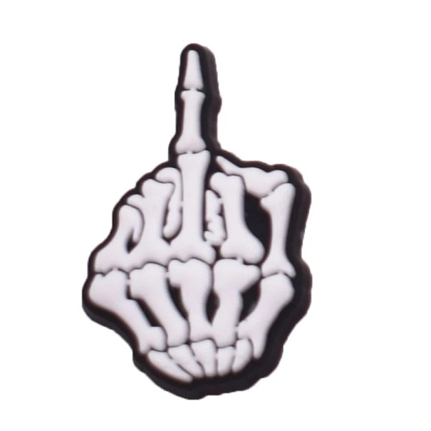 Dekoration für Crocs Skelett mit Mittelfinger PVC weiß schwarz Zubehör für Clogs 1