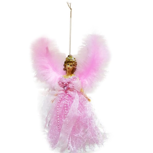 Dekorativ ängel med fjädrar rosa