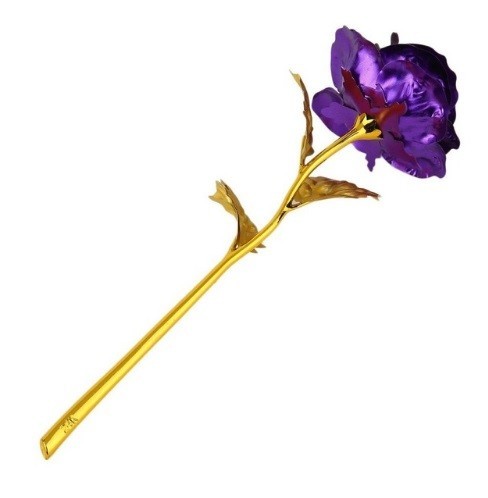 Dekoratív aranyozott rózsa J854-es díszdobozban lila