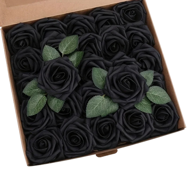 Dekorativ blomma Konstgjord ros för dekoration 25 st 17 x 7,8 cm svart