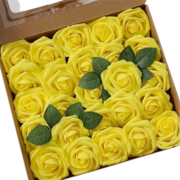 Dekorativ blomst Kunstig rose til dekoration 25 stk. 17 x 7,8 cm gul